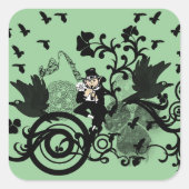 Leprechaun in het zwart vierkante sticker (Voorkant)