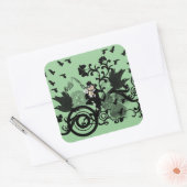 Leprechaun in het zwart vierkante sticker (Envelop)