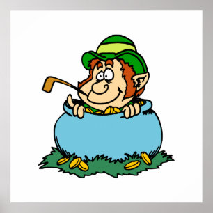Leprechaun in Pot of Gold Poster