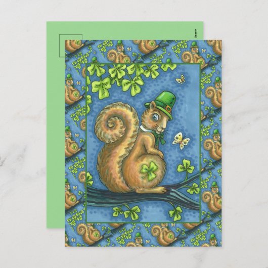 LEPRECHAUN IRISH SQUIRREL, ST. PATRICK'S DAG Lucky Feestdagenkaart (Voorkant / Achterkant)