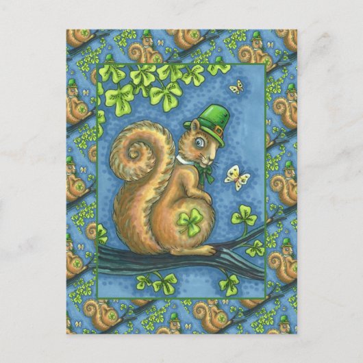 LEPRECHAUN IRISH SQUIRREL, ST. PATRICK'S DAG Lucky Feestdagenkaart (Voorkant)