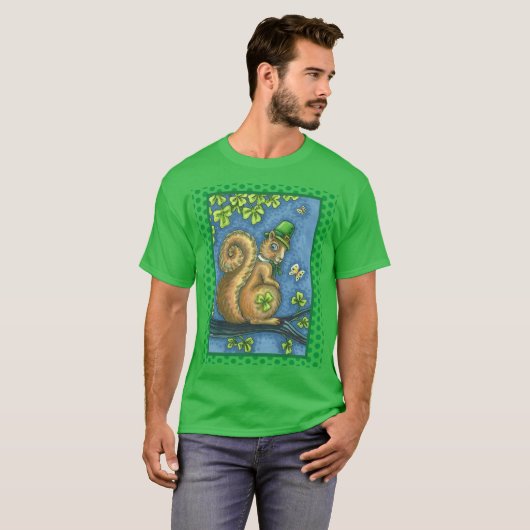 LEPRECHAUN IRISH SQUIRREL, ST. PATRICK'S DAG Lucky T-shirt (Voorkant volledig)