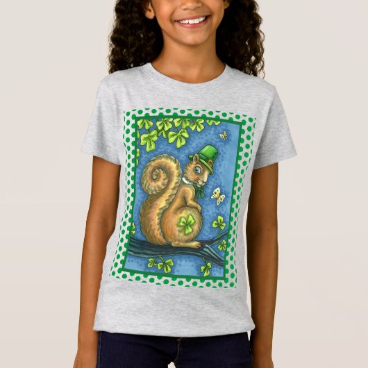 LEPRECHAUN IRISH SQUIRREL, ST. PATRICK'S DAG Lucky T-shirt (Voorkant)