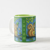 LEPRECHAUN IRISH SQUIRREL, ST. PATRICK'S DAG Lucky Tweekleurige Koffiemok (Voorkant links)