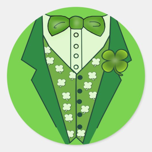 Leprechaun Irish Vest Ronde Sticker (Voorkant)