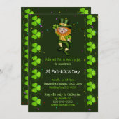 Leprechaun jig lucky shamrock Irish Clover party Kaart (Voorkant / Achterkant)