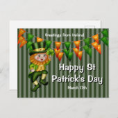 Leprechaun jig maffieschot schamrock green oranje  briefkaart (Voorkant / Achterkant)