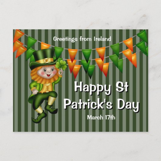 Leprechaun jig maffieschot schamrock green oranje  briefkaart (Voorkant)