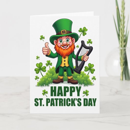 Leprechaun Joy Faux Gold Foil Card Kaart (Voorkant)
