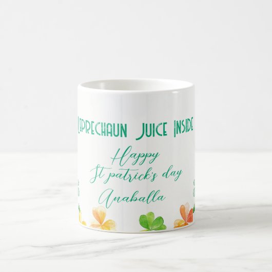 Leprechaun Juice Inside met kleurrijke klaverblade Koffiemok (Center)