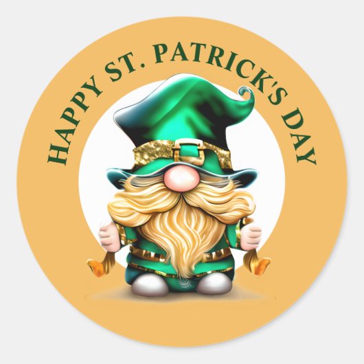 Leprechaun kabouter Happy St. Patrick's Day schatt Ronde Sticker (Voorkant)