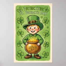 Leprechaun Kabouter St. Patrick's Day Klaver Poste Poster