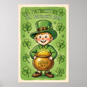 Leprechaun Kabouter St. Patrick's Day Klaver Poste Poster