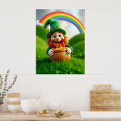 Leprechaun Kabouter St. Patrick's Day Klaver Poste Poster (Keuken)