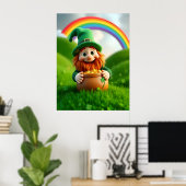 Leprechaun Kabouter St. Patrick's Day Klaver Poste Poster (Thuiskantoor)