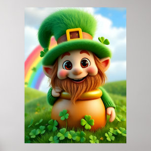 Leprechaun Kabouter St. Patrick's Day Klaver Poste Poster