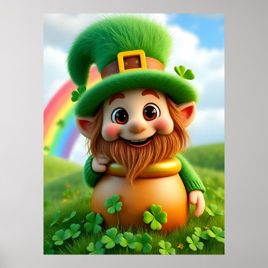 Leprechaun Kabouter St. Patrick's Day Klaver Poste Poster (Voorkant)