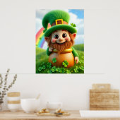 Leprechaun Kabouter St. Patrick's Day Klaver Poste Poster (Keuken)