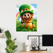 Leprechaun Kabouter St. Patrick's Day Klaver Poste Poster (Thuiskantoor)