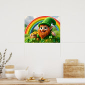 Leprechaun Kabouter St. Patrick's Day Shamrock Pos Poster (Keuken)