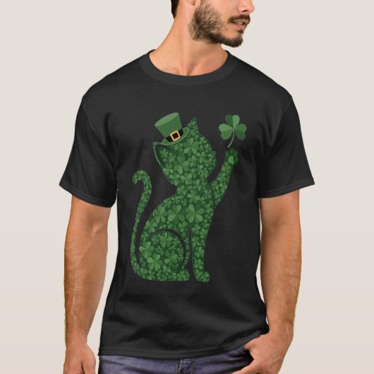 Leprechaun Kat St. Patrick's Dag Schattige Ierse K T-shirt (Voorkant)