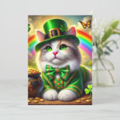 Leprechaun Kat St. Patrick's Day Platte Feestdag K Feestdagenkaart (Staand voorkant)