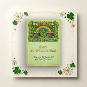 Leprechaun Keltische Knoop Regenboog St. Patrick's Feestdagenkaart