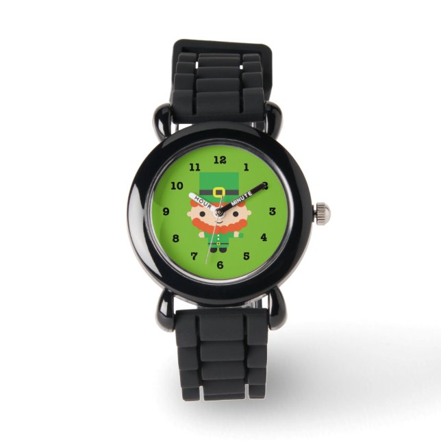 Leprechaun Kind horloge (met cijfers) (Voorkant)