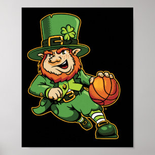 Leprechaun Kinder Bysketbyll St Patricks Day Lucky Poster