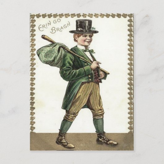 Leprechaun Klaver Hobo Bundel Briefkaart (Voorkant)