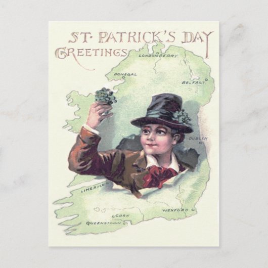 Leprechaun Klaver Ierland Eiland Briefkaart (Voorkant)