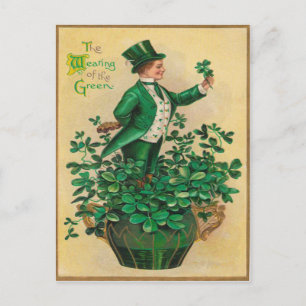 Leprechaun Klaver Kleipijp Harp van Erin Briefkaart