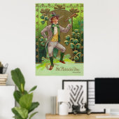 Leprechaun Klaver Kluppelstok Kleipijp Poster (Thuiskantoor)