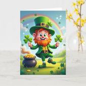 Leprechaun Klaver Scene Kaart (Gele Bloem)