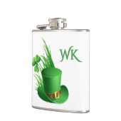  Leprechaun Klover Hoed in Gras Monogram  Heupfles (Links)
