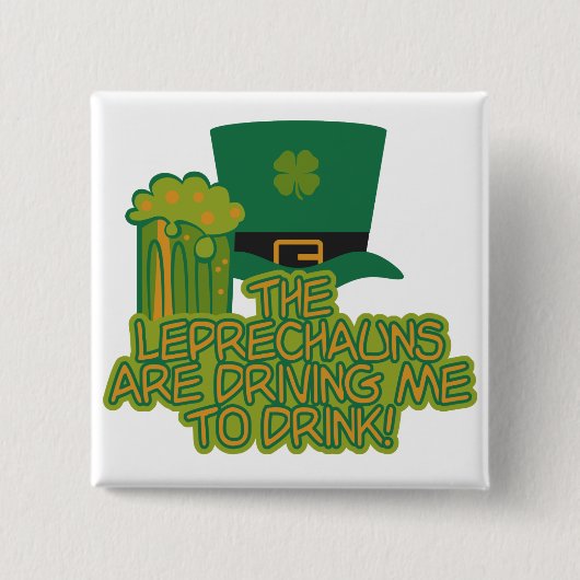 Leprechaun-knop Vierkante Button 5,1 Cm (Voorkant)
