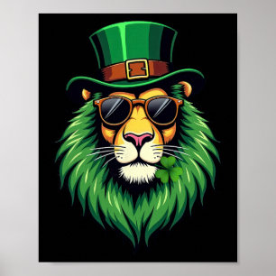 Leprechaun Leeuw St. Patrick's Day Ierse Shamrock Poster