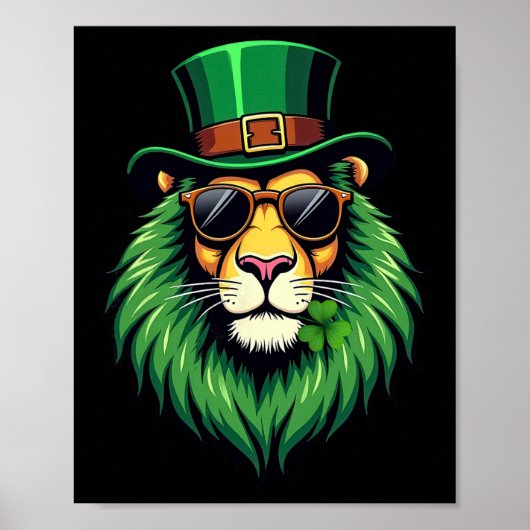 Leprechaun Leeuw St. Patrick's Day Ierse Shamrock Poster (Voorkant)