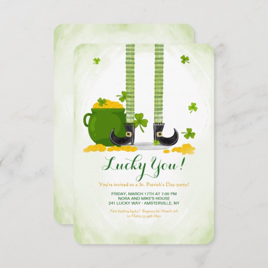 Leprechaun Legs St. Patrick's Day Uitnodiging (Voorkant / Achterkant)