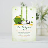 Leprechaun Legs St. Patrick's Day Uitnodiging (Staand voorkant)