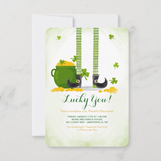 Leprechaun Legs St. Patrick's Day Uitnodiging (Voorkant)
