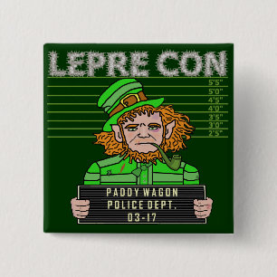 Leprechaun Leprecon Mugshot Vierkante Button 5,1 Cm