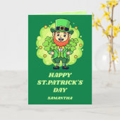 Leprechaun Liefde St. Patrick's Dag Kaart (Gele Bloem)