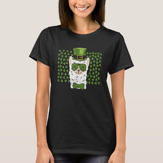 Leprechaun Llama Head Alpaca St Patricks Day Anima T-shirt (Voorkant)