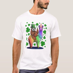 Leprechaun Luiaard Ridding Llama Eenhoorn St Patri T-shirt