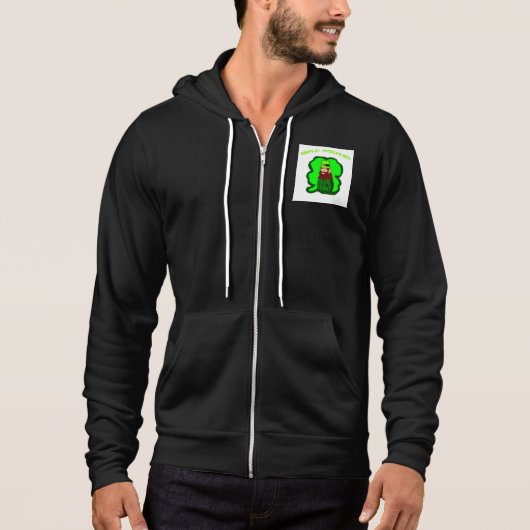 Leprechaun Magic Mannen Black Full-Zip Hoodie (Voorkant)