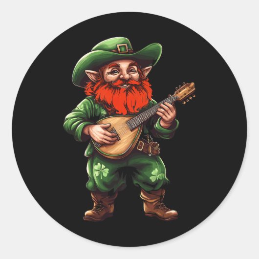 Leprechaun-mandolines Grappige St. Patrick's Dag I Ronde Sticker (Voorkant)