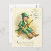  Leprechaun Meisje St Patrick's Wenskaart Briefkaart (Voorkant / Achterkant)