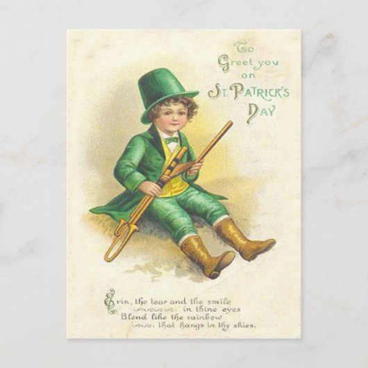  Leprechaun Meisje St Patrick's Wenskaart Briefkaart (Voorkant)