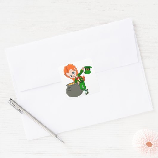 Leprechaun Meisje Stickers (Envelop)